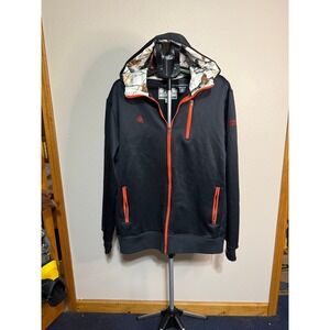 Legendary Whitetails Mens Black Orange Camo Full Zip Hoodie Heavy Face Mask LT